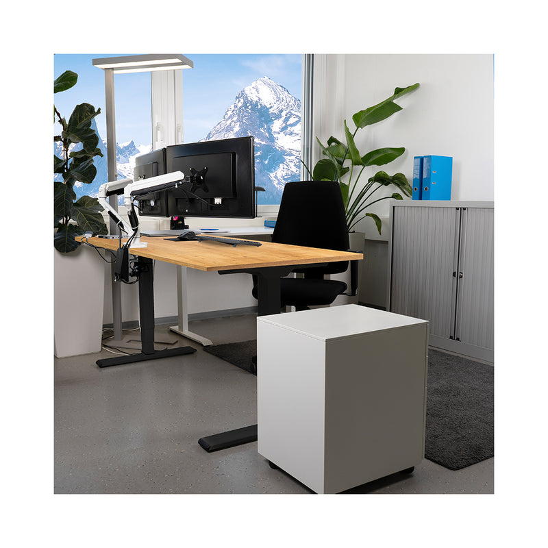 CONTINI Büromöbel höhenverstellbarer Bürotisch 2.0x0.9m Eiche / Gestell ET225E schwarz RAL 9005