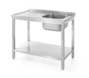 Tavolo da lavaggio Hendi Linea da cucina a tavola singola, lavandino a destra, 1000x600x850