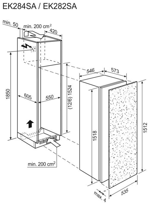 Electrolux Einbaukühlschrank mit Gefrierfach EK284SARWE