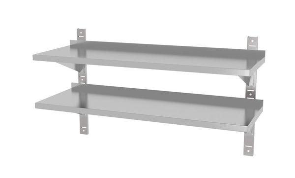 HENDI Edelstahlmöbel mit zwei Stahlschienen 1400x300x600mm