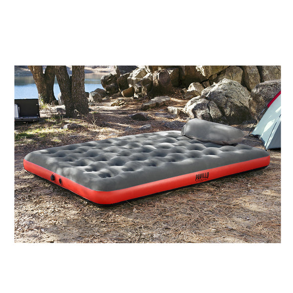 Bestway leisure outdoor pavilo airbed with pillow pump roll & relax 203x152x2cm