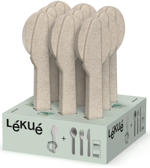 Lékué Display cutlery set 3Tlg with etui beige 9stk. Organic 0301000S02DP09