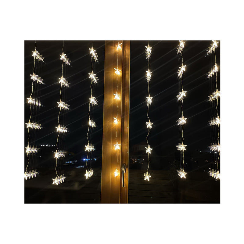 Ekström Weihnachten LED Lichtervorhang Outdoor mit Sternen 48 LED 175x120cm, warm weiss