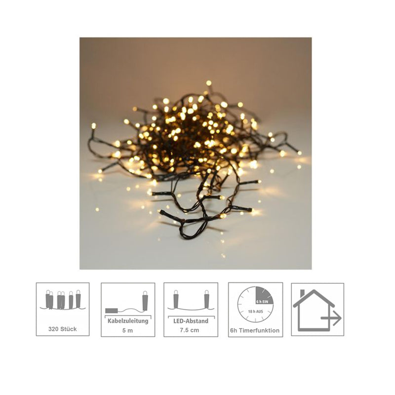 Ekström Christmas LED Extérieur chaîne légère 320 LED 22,93 m, blanc chaud