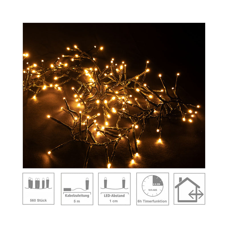 Ekström Weihnachten LED Outdoor Cluster Lichterkette 560 LED 560cm, warm weiss