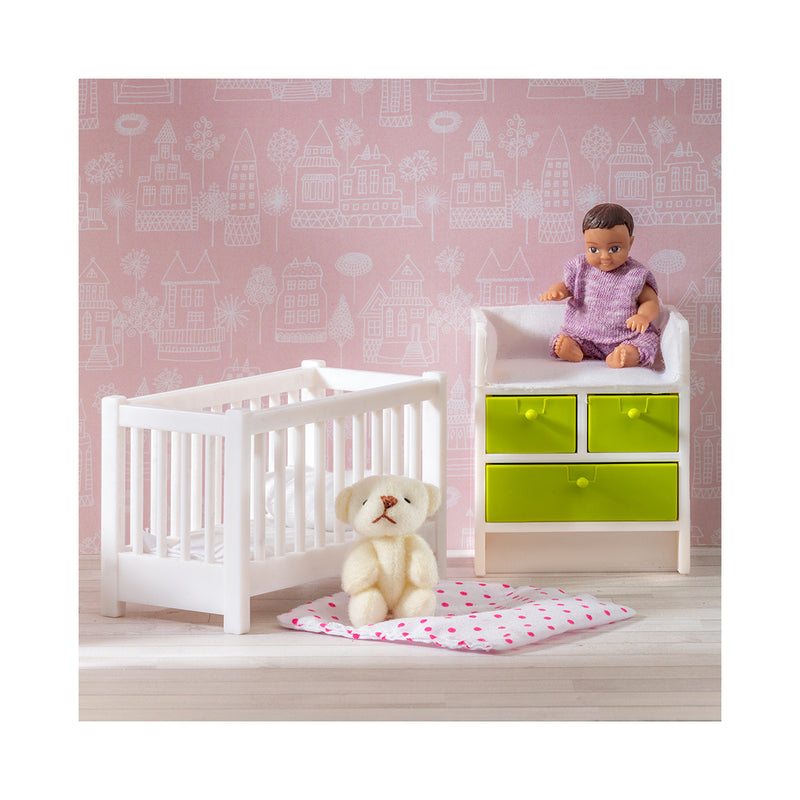 Lundby children doll house accessories baby room set