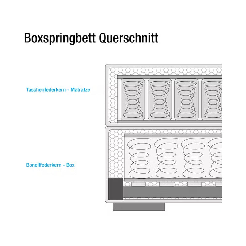 naturoo Wohnmöbel Boxspringbett Marcel 160x200cm schwarz inkl. Premium Topper & LED Beleuchtung