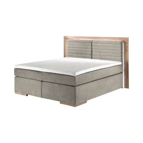 Naturoo living furniture box spring bed Marcel 160x200cm beige incl. Premium topper & LED lighting