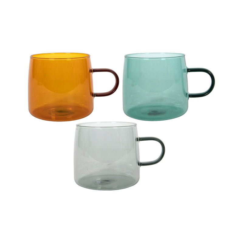 Tavola kitchen requirement mug made of colored boros glass with handle 500ml 6 pieces.