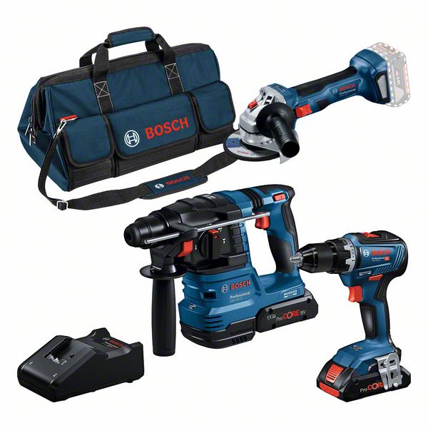 Forage professionnel de Bosch et visser 3 pcs. Kit 18V GSR + GWS + GBH + Gal