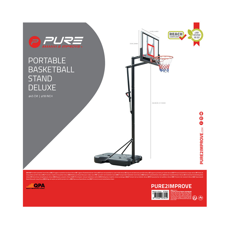 PURE2improve Freizeit Outdoor tragbarer Basketballständer 230 bis 305cm