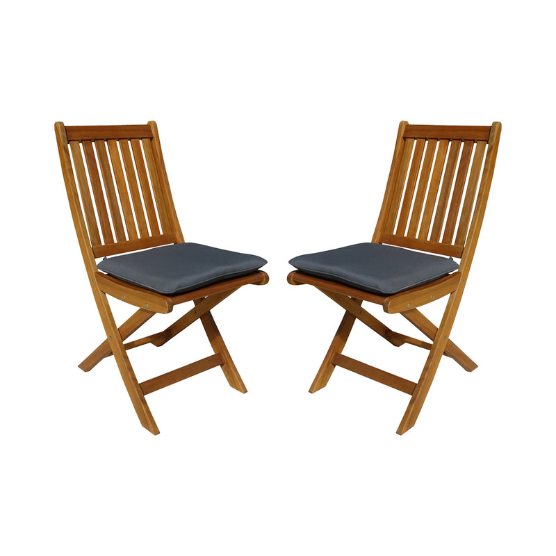 Chaise de pliage de meubles de jardin contini 2 ensemble eucalyptus