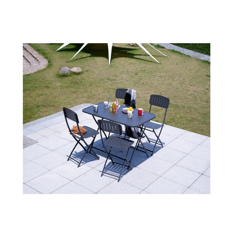 CONTINI Gartenmöbel Gartentisch 110x70cm mit 4 Stühlen Metall anthrazit