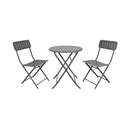 CONTINI Gartenmöbel Gartentisch Rund mit 2 Stühlen Metall anthrazit