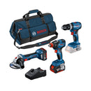 Bosch Professional Bosch 3Tool KIT GSB 18V-45+ GDX 18V-200+ GWS 18V-7+ 2 x 5.0 AH+ GAL 18V-40+ Bag M C