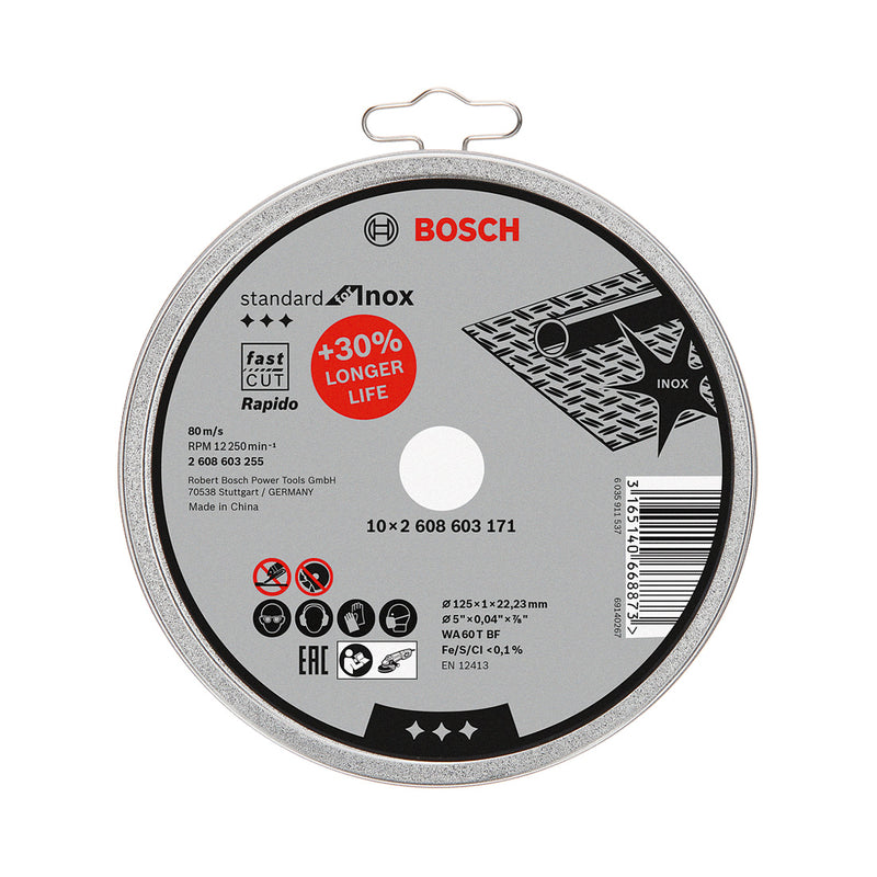 Bosch Professional Accessories Building machines Bosch separation disc 10 pcs. 125x1x22.23mm Standard for Inox - Rapido