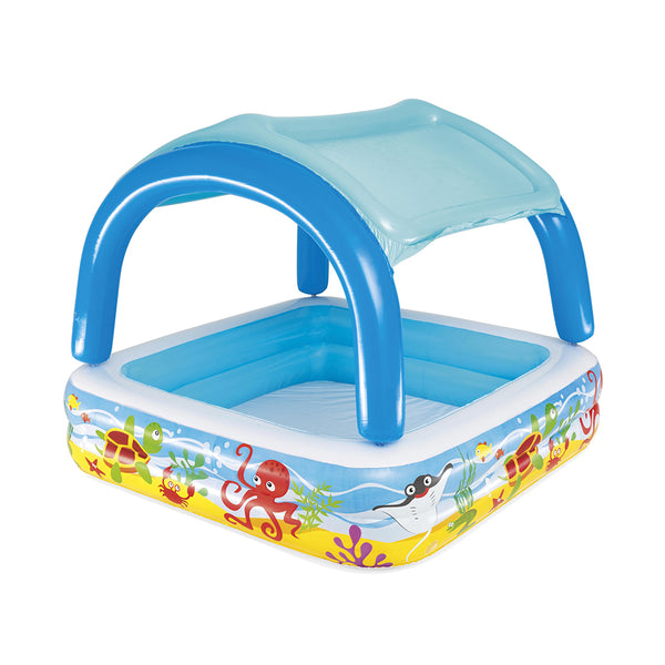 Bestway Leisure Outdoor Paddling Pool Back Buddy with Sun Protection Roof 140 x 140 x 114cm