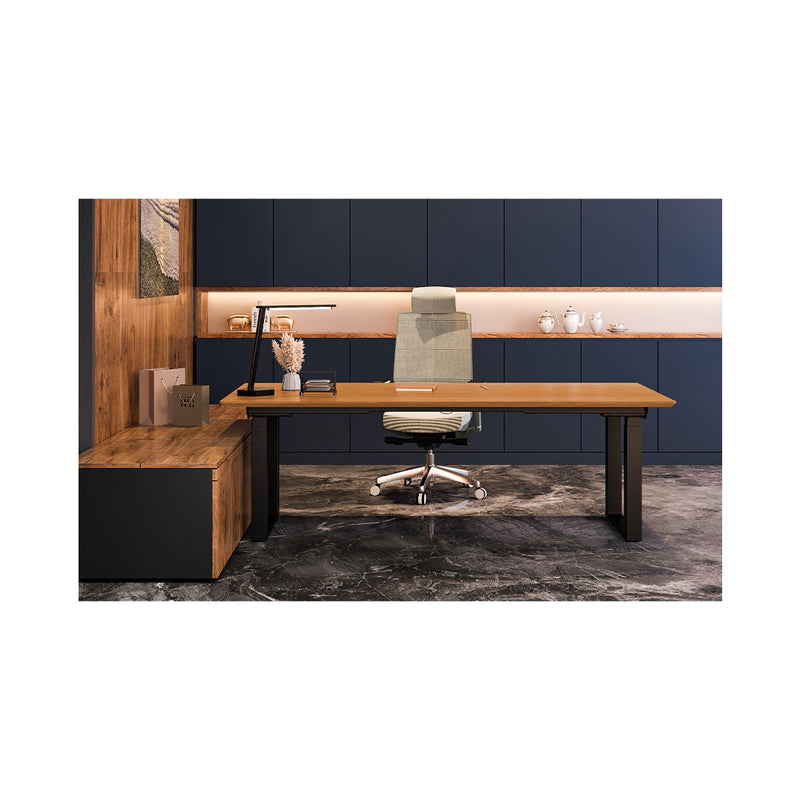 Contini office furniture height adjustable office table 2.0x0.9m oak / frame ET223Q black