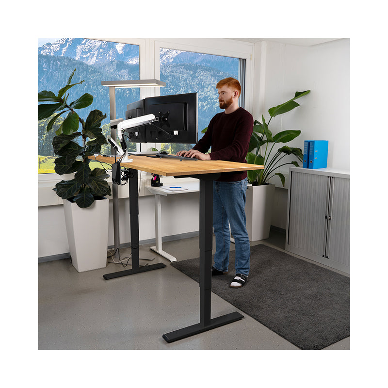 Contini office furniture height adjustable office table 2.0x0.9m oak / frame ET225E black RAL 9005
