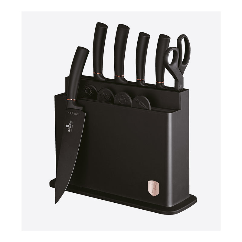 Berlinger Haus Küchenbarf Haus Messerset with stand and cutting board Black Rose Collection