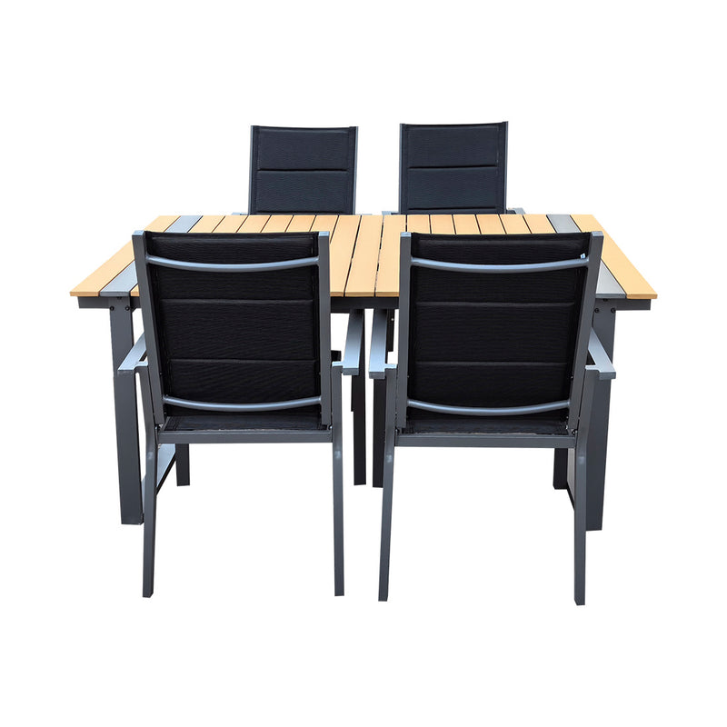 Contini garden furniture garden table set 180x90xm with 4 chairs
