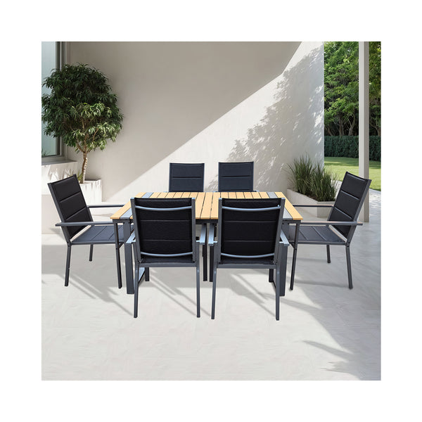 Contini garden furniture garden table set 180x90xm with 6 chairs