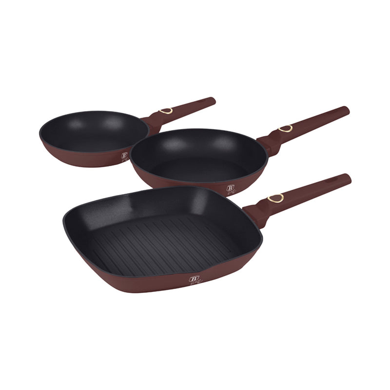 Berlinger Haus Küchenfarf HAUS en 3 parties PANS PANS SET Ø 20 / 28CM MATT BORDEAUX LEONARDO Collection