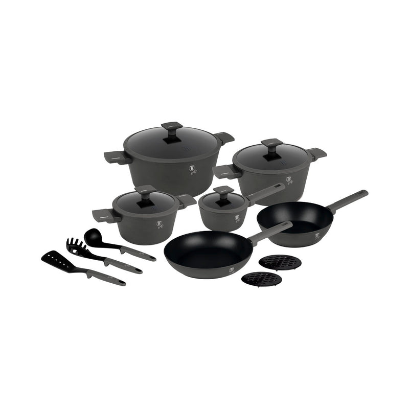 Berlinger Haus Küchenbedarf Haus 15-teiliges Kochgeschirr-Set matt Anthracite Collection