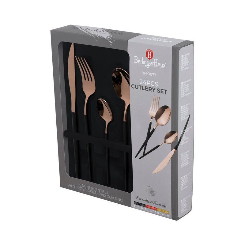 Berlinger Haus Küchenbedarf Haus Black Collection Matte 24 teiliges Besteckset black/rose-gold