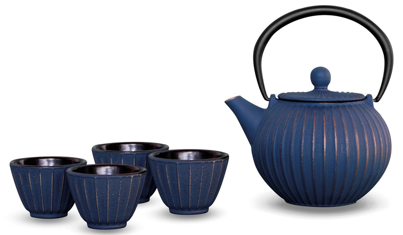 Easy Life Tea Eknenet with 4 cups, 500ml, cast iron, blue 055,500.002