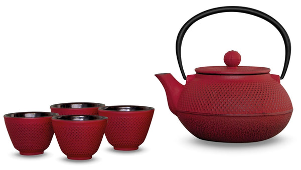 Easy Life Tea Eknenet with 4 cups, 600ml, cast iron, red 055.500.003