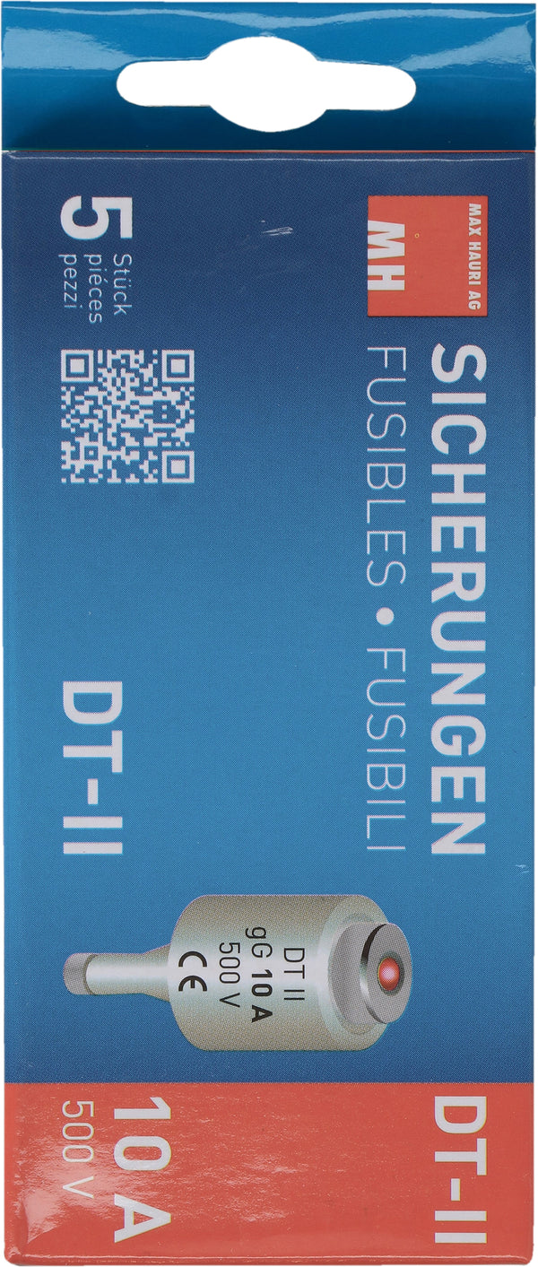 Max Hauri Sicherung DT II 500V 10A 5 Stück