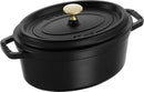 Staub Cocotte 23 cm, oval, Schwarz, Gusseisen 2.35l 40500-231-0