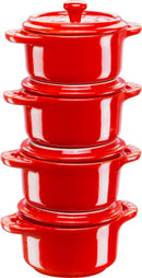 Staub 4er Set Keramik Mini Cocotte rund kirschrot 0.2l D10 cm 40508-158-0