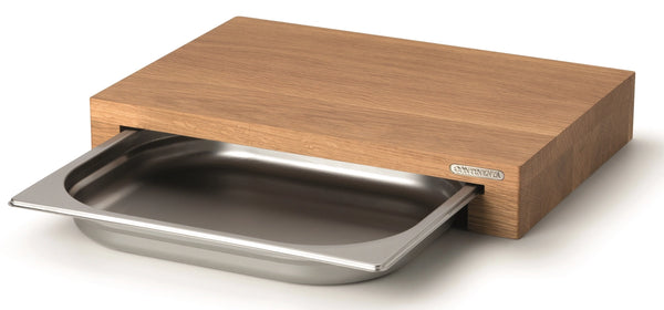 Continenta Board Board Oak avec tiroir en acier inoxydable, 39x27x6 cm 4110