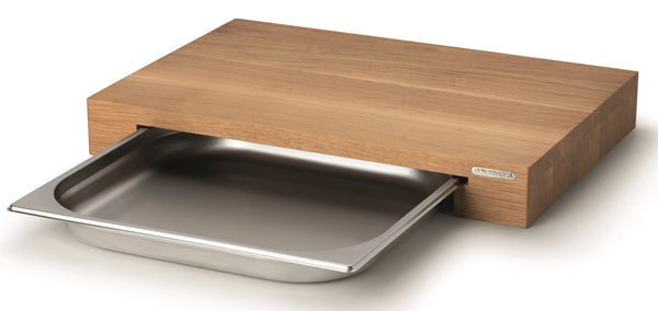 Continenta cutting board oak with stainless steel drawer, 48x32.5x6 cm 4111