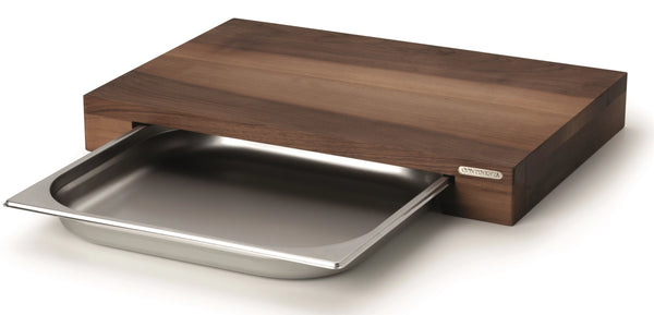 Continenta cutting board walnut with stainless steel drawer, 48x32.5x6 4211