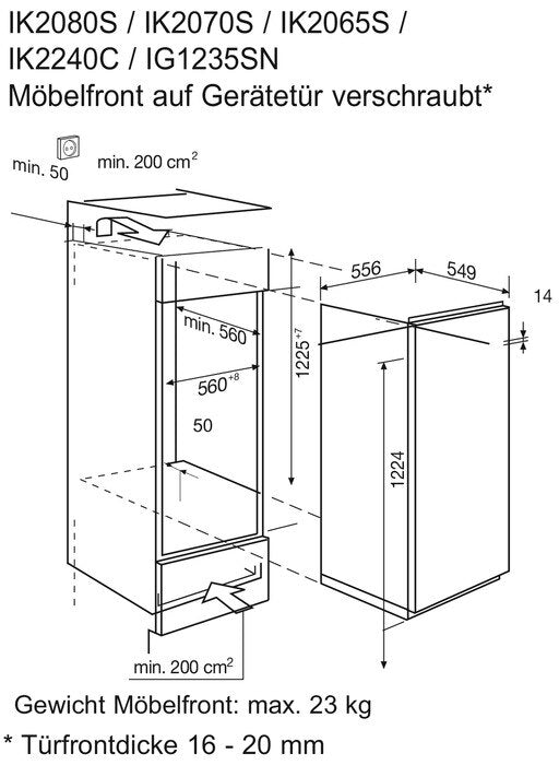 Réfrigérateur d'installation d'Electrolux IK2240CL