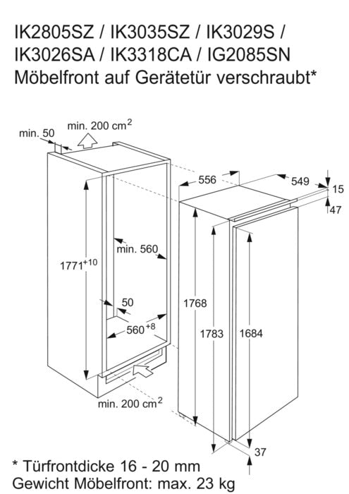 Réfrigérateur d'installation d'Electrolux avec congélateur IK3026SAL