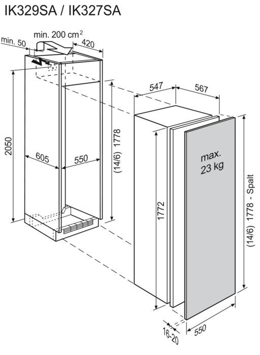 Réfrigérateur d'installation d'Electrolux avec congélateur IK327SAR