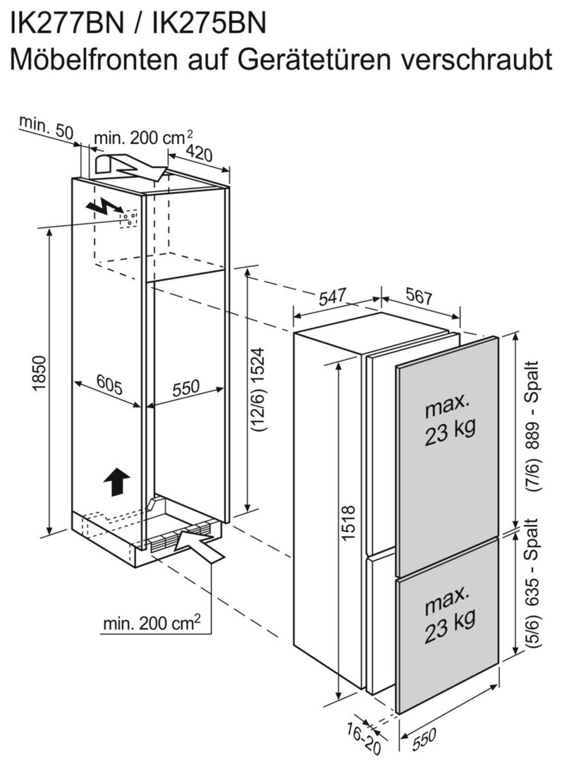 Réfrigérateur d'installation Electrolux avec congélateur IK275BNL