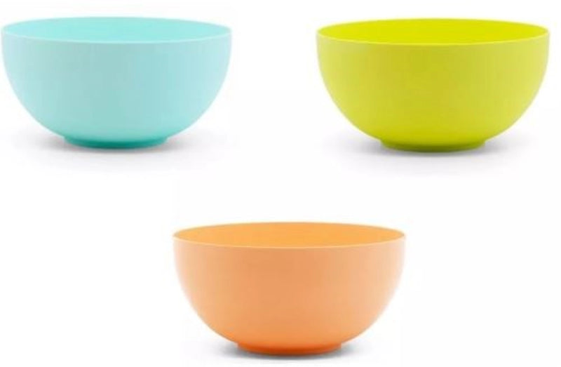 Pebbly 6er set bowls of 3 colors D23.5cm 3.9l, green, blue, peach Mix-Sal25-01