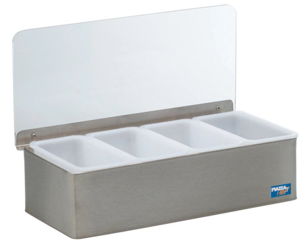 Piazza Ingredient Box in acciaio inossidabile con 4 contenitori medi 30x14x9cm P479804