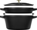 Staub Cocotte 3tlg. 24 cm, rund, Schwarz, stackable S40508-383-0