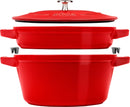 Staub Cocotte 3tlg. 24 cm, rund, Kirsch-Rot, stackable S40508-384-0