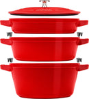 Staub Cocotte 4tlg. 24 cm, rund, Kirsch-Rot, stackable S40508-387-0