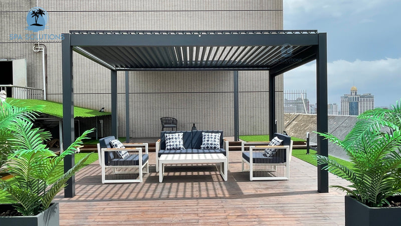 Solutions de spa Sky Pergola skymotion led en aluminium pergola 3m x 3m motorisé