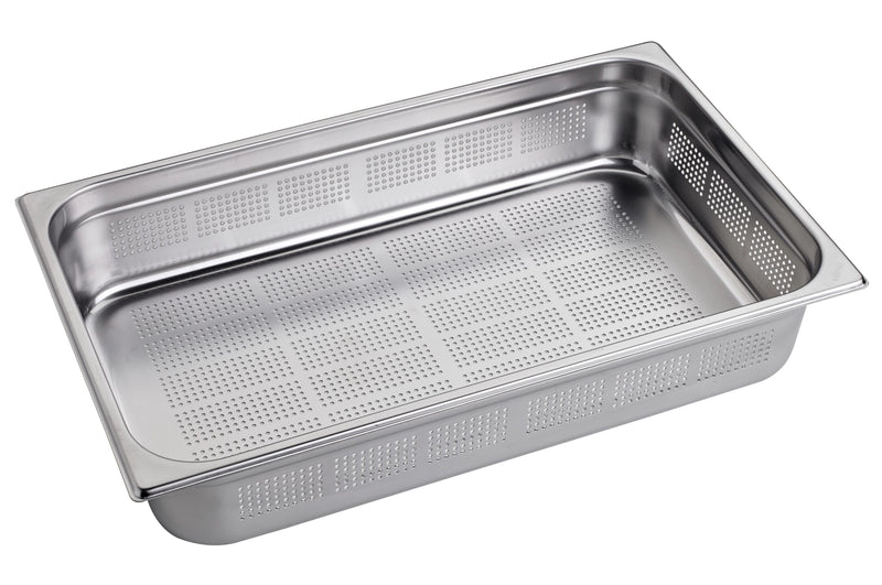 Gn bowl container GN 1/1 100 stainless steel punched 53x32.5cm H10cm T40043