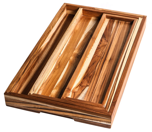 Teak house teak serving tray with a handle, m. 3 tablets, 51x30.5x5cm th1304