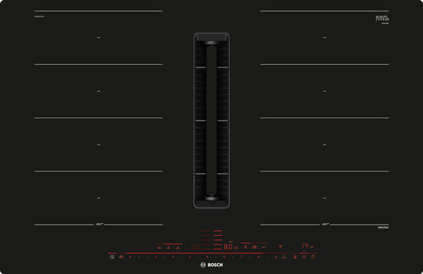 BOSCH Kochfeld mit integriertem Abzug Serie 8, Induktions Kochfeld mit integriertem Dunstabzug, 80 cm, flächenbündig